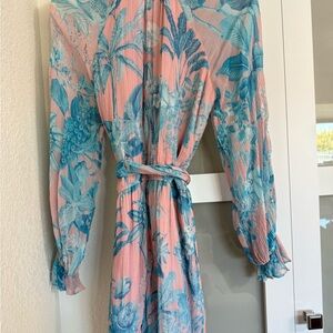 HEMANT & NANDITA Pink and Blue Floral Jumpsuit